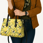 Australia Wattle Day Leather Bag Acacia Pycnantha Willie Wagtail Seamless Style