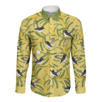 Australia Wattle Day Long Sleeve Button Shirt Acacia Pycnantha Willie Wagtail Seamless Style