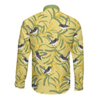 Australia Wattle Day Long Sleeve Button Shirt Acacia Pycnantha Willie Wagtail Seamless Style