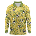 Australia Wattle Day Long Sleeve Polo Shirt Acacia Pycnantha Willie Wagtail Seamless Style