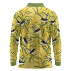 Australia Wattle Day Long Sleeve Polo Shirt Acacia Pycnantha Willie Wagtail Seamless Style