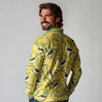Australia Wattle Day Long Sleeve Polo Shirt Acacia Pycnantha Willie Wagtail Seamless Style