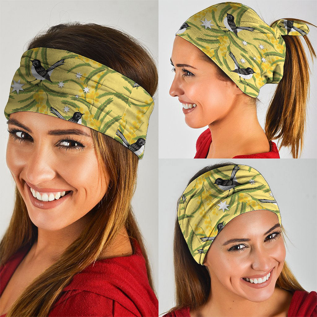 Australia Wattle Day Neck Gaiter Acacia Pycnantha Willie Wagtail Seamless Style