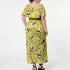 Australia Wattle Day Off Shoulder Maxi Dress Acacia Pycnantha Willie Wagtail Seamless Style