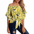 Australia Wattle Day Off Shoulder Wrap Waist Top Acacia Pycnantha Willie Wagtail Seamless Style