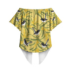 Australia Wattle Day Off Shoulder Wrap Waist Top Acacia Pycnantha Willie Wagtail Seamless Style