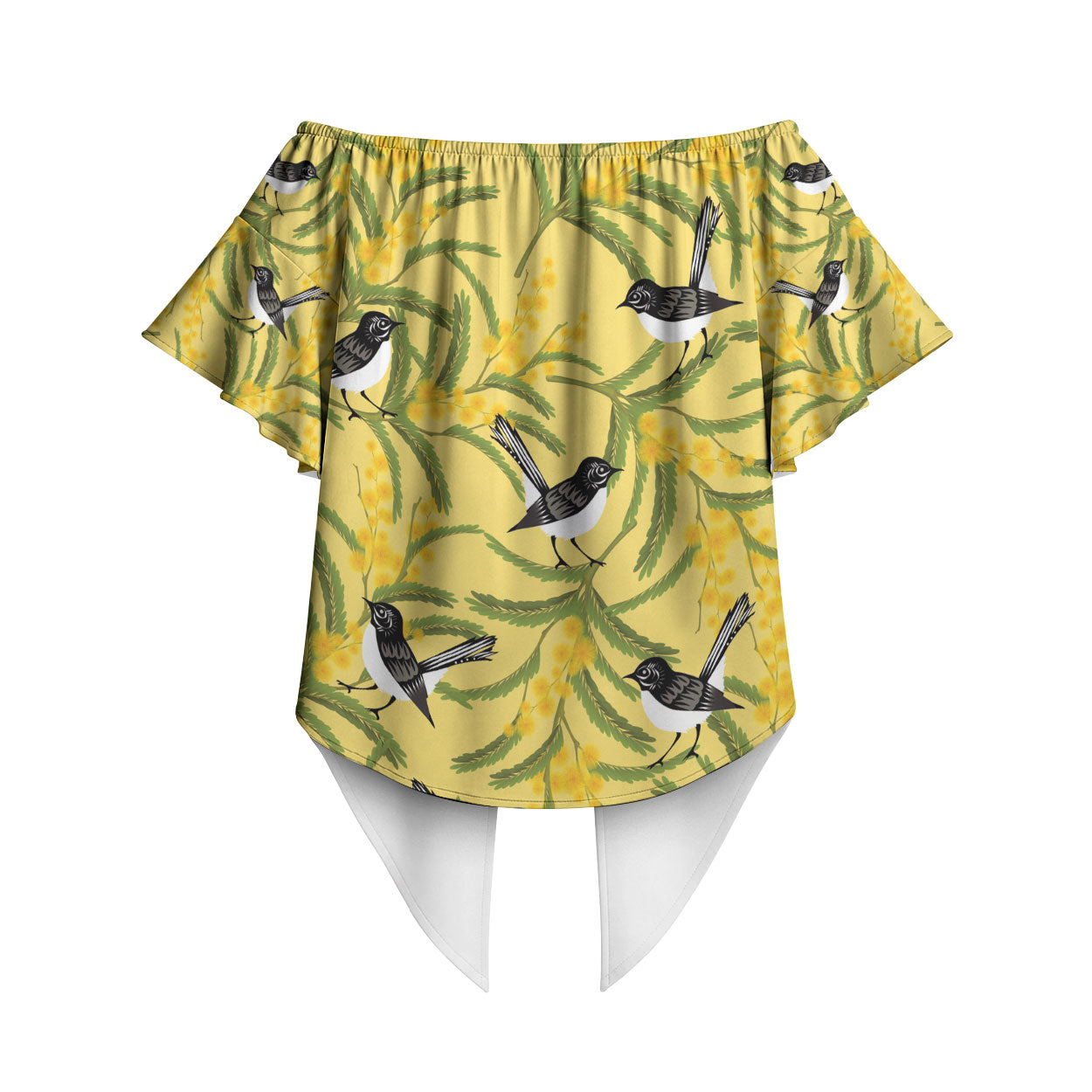 Australia Wattle Day Off Shoulder Wrap Waist Top Acacia Pycnantha Willie Wagtail Seamless Style