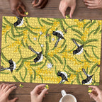 Australia Wattle Day Puzzle Acacia Pycnantha Willie Wagtail Seamless Style