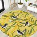 Australia Wattle Day Round Carpet Acacia Pycnantha Willie Wagtail Seamless Style