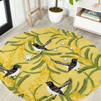 Australia Wattle Day Round Carpet Acacia Pycnantha Willie Wagtail Seamless Style