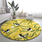 Australia Wattle Day Round Carpet Acacia Pycnantha Willie Wagtail Seamless Style