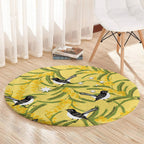 Australia Wattle Day Round Carpet Acacia Pycnantha Willie Wagtail Seamless Style
