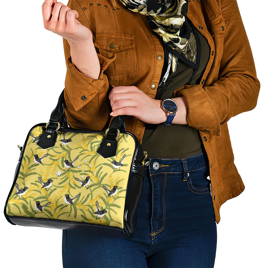 Australia Wattle Day Shoulder Handbag Acacia Pycnantha Willie Wagtail Seamless Style