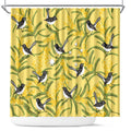 Australia Wattle Day Shower Curtain Acacia Pycnantha Willie Wagtail Seamless Style