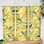 Australia Wattle Day Skinny Tumbler Acacia Pycnantha Willie Wagtail Seamless Style