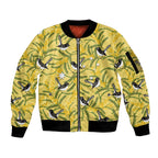 Australia Wattle Day Sleeve Zip Bomber Jacket Acacia Pycnantha Willie Wagtail Seamless Style