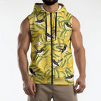 Australia Wattle Day Sleeveless Zip Hoodie Acacia Pycnantha Willie Wagtail Seamless Style