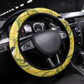 Australia Wattle Day Steering Wheel Cover Acacia Pycnantha Willie Wagtail Seamless Style