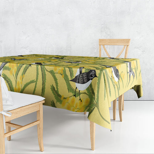 Australia Wattle Day Tablecloth Acacia Pycnantha Willie Wagtail Seamless Style