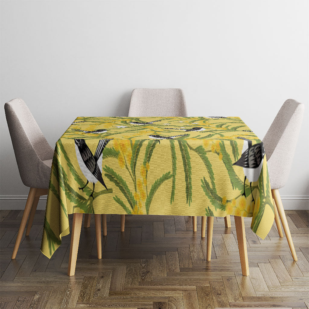 Australia Wattle Day Tablecloth Acacia Pycnantha Willie Wagtail Seamless Style