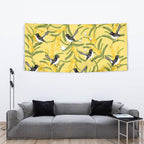 Australia Wattle Day Tapestry Acacia Pycnantha Willie Wagtail Seamless Style
