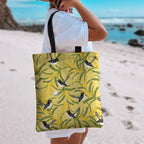Australia Wattle Day Tote Bag Acacia Pycnantha Willie Wagtail Seamless Style
