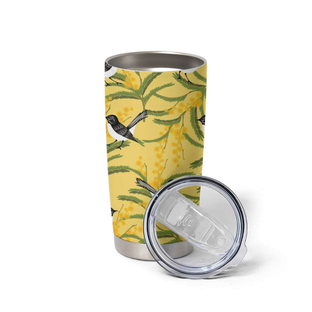 Australia Wattle Day Tumbler Cup Acacia Pycnantha Willie Wagtail Seamless Style