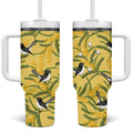 Australia Wattle Day Tumbler With Handle Acacia Pycnantha Willie Wagtail Seamless Style