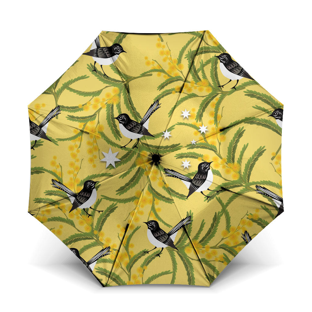 Australia Wattle Day Umbrella Acacia Pycnantha Willie Wagtail Seamless Style