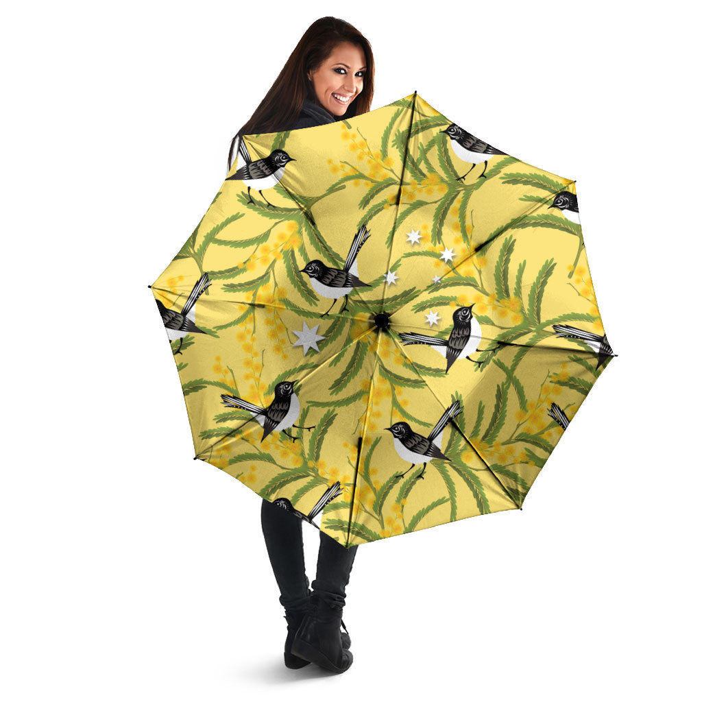Australia Wattle Day Umbrella Acacia Pycnantha Willie Wagtail Seamless Style