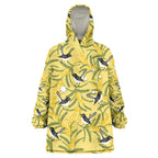 Australia Wattle Day Wearable Blanket Hoodie Acacia Pycnantha Willie Wagtail Seamless Style