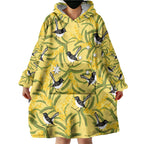 Australia Wattle Day Wearable Blanket Hoodie Acacia Pycnantha Willie Wagtail Seamless Style