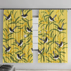 Australia Wattle Day Window Curtain Acacia Pycnantha Willie Wagtail Seamless Style