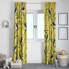 Australia Wattle Day Window Curtain Acacia Pycnantha Willie Wagtail Seamless Style