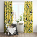 Australia Wattle Day Window Curtain Acacia Pycnantha Willie Wagtail Seamless Style