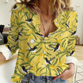 Australia Wattle Day Women Casual Shirt Acacia Pycnantha Willie Wagtail Seamless Style