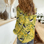 Australia Wattle Day Women Casual Shirt Acacia Pycnantha Willie Wagtail Seamless Style