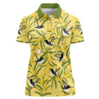 Australia Wattle Day Women Polo Shirt Acacia Pycnantha Willie Wagtail Seamless Style
