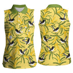 Australia Wattle Day Women Sleeveless Polo Shirt Acacia Pycnantha Willie Wagtail Seamless Style