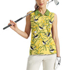 Australia Wattle Day Women Sleeveless Polo Shirt Acacia Pycnantha Willie Wagtail Seamless Style