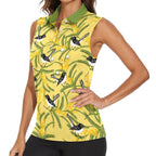 Australia Wattle Day Women Sleeveless Polo Shirt Acacia Pycnantha Willie Wagtail Seamless Style