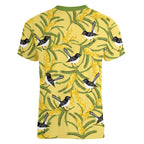 Australia Wattle Day Women V-Neck T-Shirt Acacia Pycnantha Willie Wagtail Seamless Style