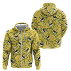 Australia Wattle Day Zip Hoodie Acacia Pycnantha Willie Wagtail Seamless Style