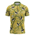 Australia Wattle Day Zipper Polo Shirt Acacia Pycnantha Willie Wagtail Seamless Style