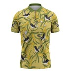 Australia Wattle Day Zipper Polo Shirt Acacia Pycnantha Willie Wagtail Seamless Style