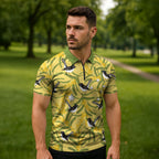 Australia Wattle Day Zipper Polo Shirt Acacia Pycnantha Willie Wagtail Seamless Style