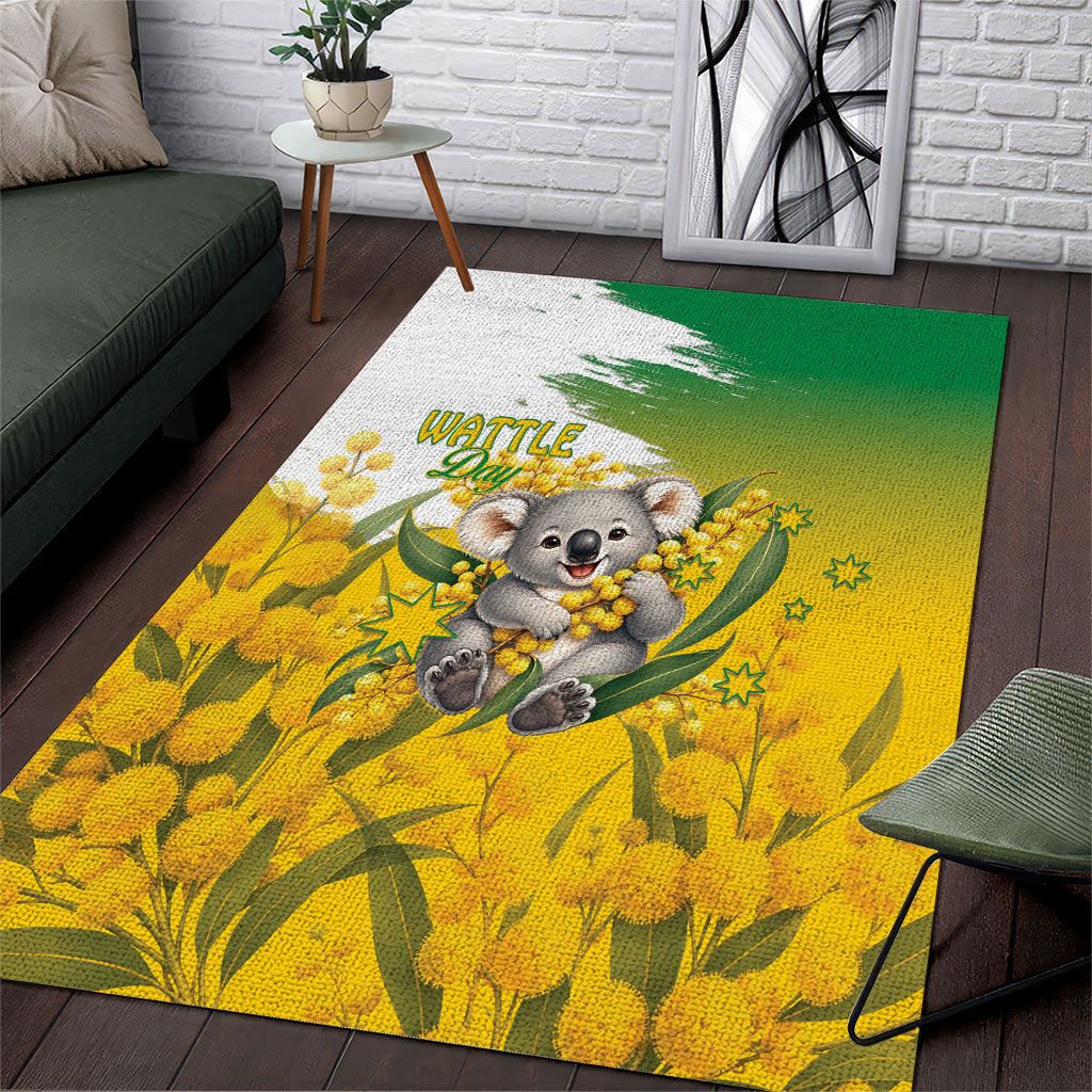 Australia Wattle Day Area Rug Acacia Pycnantha Cute Koala