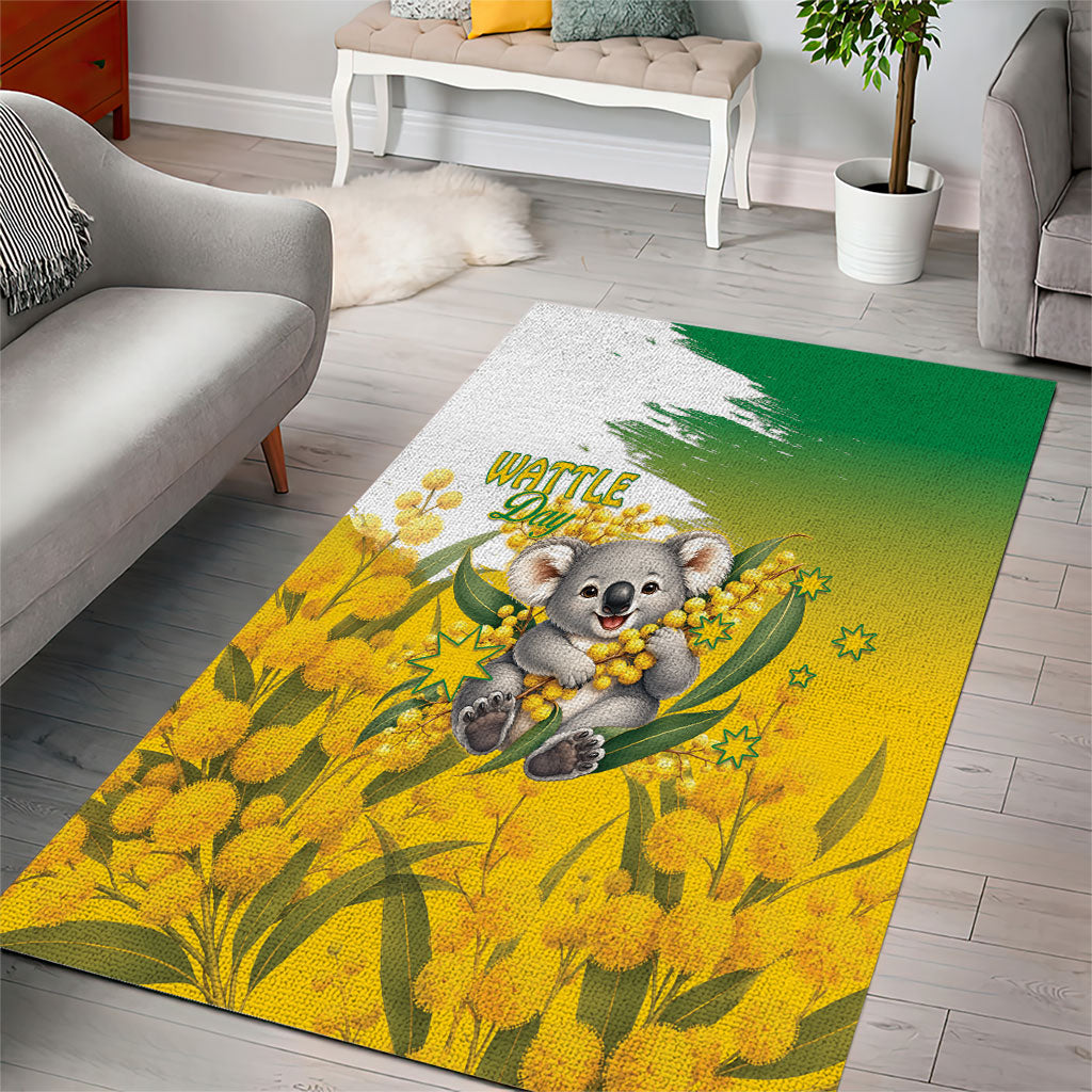 Australia Wattle Day Area Rug Acacia Pycnantha Cute Koala