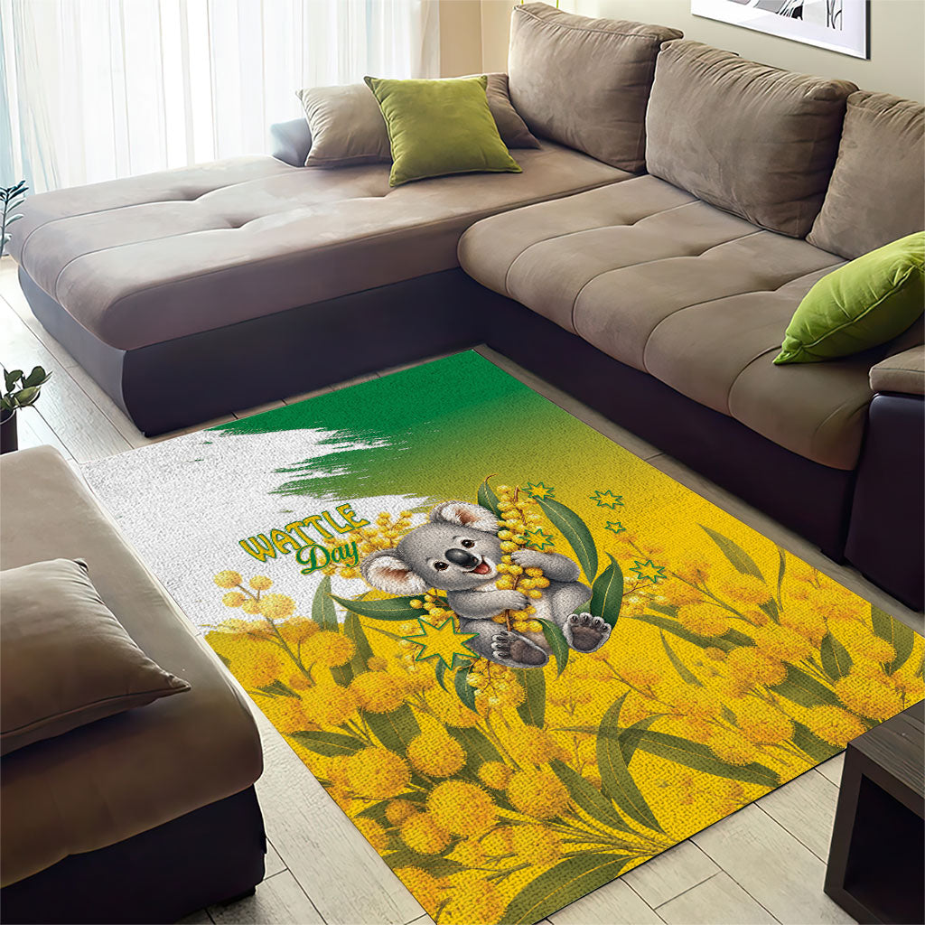 Australia Wattle Day Area Rug Acacia Pycnantha Cute Koala