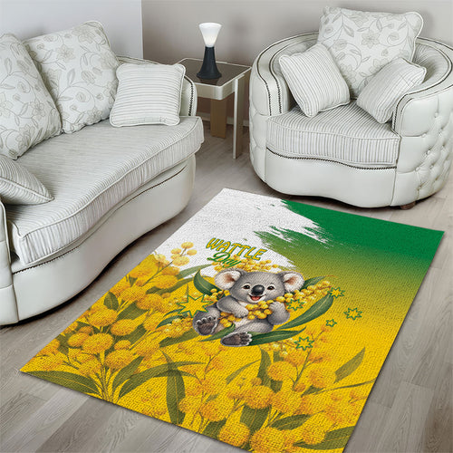 Australia Wattle Day Area Rug Acacia Pycnantha Cute Koala